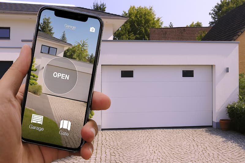 Control domótico de puerta automática en vivienda moderna de Pontevedra