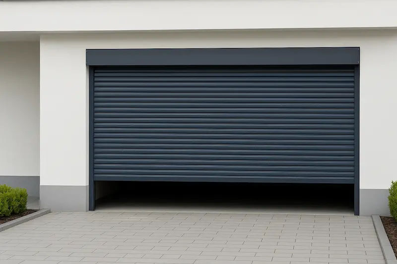 Puerta enrollable de garaje gris antracita