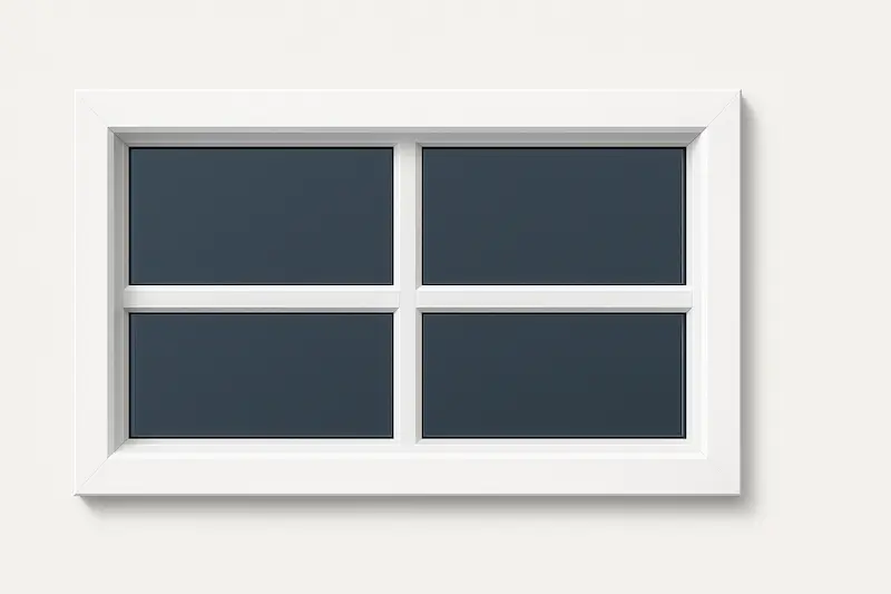 Ventana rectangular con crucetas decorativas y marco PVC blanco